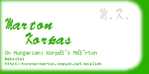 marton korpas business card